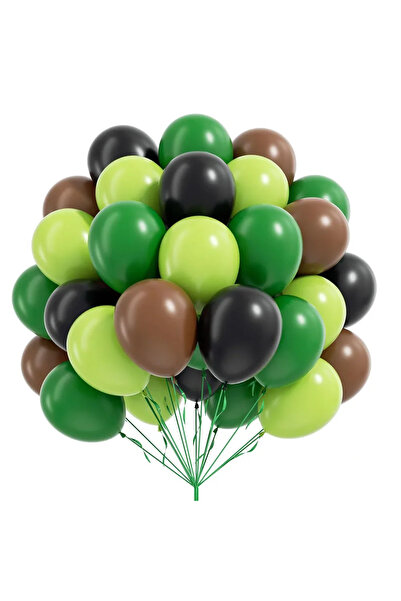 Choice مجموعة بالونات خضراء وبنية مقاس 10 بوصات (62 قطعة) - بالونات بنية وسود...