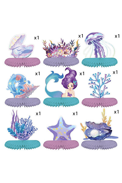 Choice مجموعة زينة طاولة بتصميم حورية البحر على شكل خلية نحل، 9 قطع، بنمط A، ...