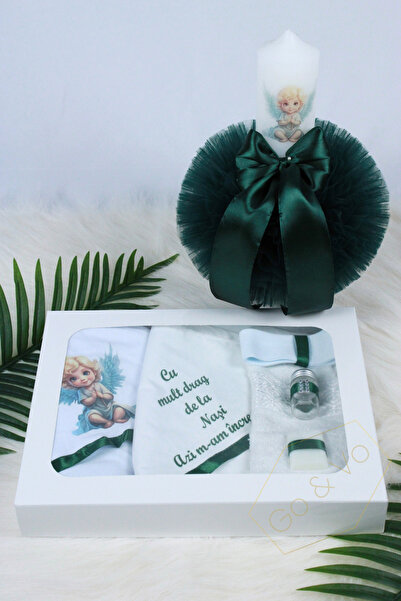 GoVo Kids Set complet trusou botez cu lumânare, Ingeras Baby – Trusou elegant...