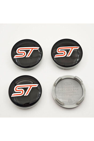 Choice أغطية مركزية لعجلات السيارة بشعار ST، أسود وأحمر، 4 قطع، مقاس 54 مم، ل...