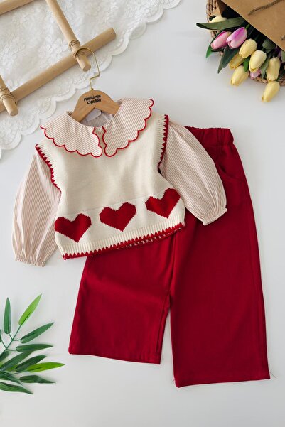 Minigimin Cicileri Сладък пуловер с сърце за моето малко момиченце, 3-частен ...