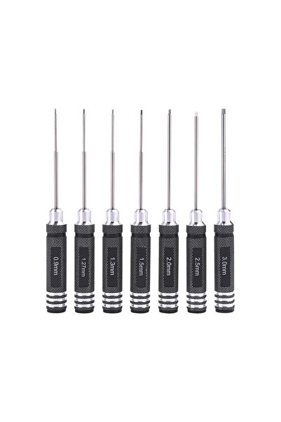 Choice مجموعة من 7 قطع من مفكات البراغي السداسية HSS، مقاسات من 0.9 إلى 3.0 م...