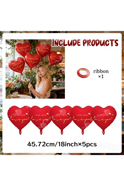 Choice خمس بالونات حمراء مقاس 18 بوصة مكتوب عليها "أحبك"، زينة عيد الحب أو ذك...