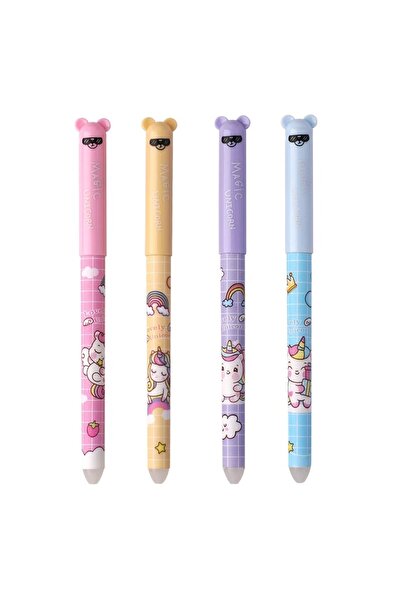 Choice A 4pcs/set Animal Shaped Erasable Gel Pen, 0.5mm Blue Erasable Pen, Su...