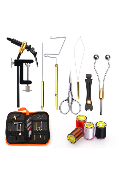 Choice مجموعة أدوات ربط الذباب باللون الأسود، تتضمن إبرة ربط الخيط، وأداة تشط...