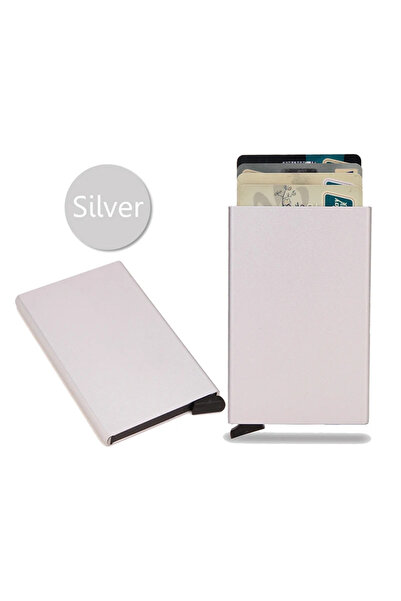 Choice حامل بطاقات فضي رفيع من فيزيت، مزود بتقنية RFID، مناسب للأعمال والائتم...