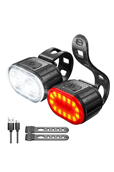 Heinast مجموعة من 1 قطعة من مصابيح الدراجة الأمامية والخلفية من النوع C، مصاب...