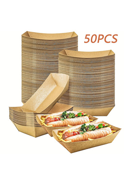 Choice صواني طعام ورقية كرافت على شكل قارب، 50 قطعة أو 100 قطعة، للاستخدام مر...