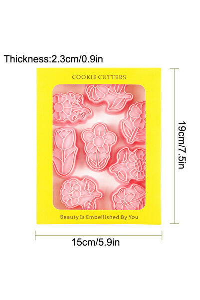 Choice 8pcs 8Pcs Set Flowers Shape Cookie Cutter Stamp Cartoon Pressable Bisc...