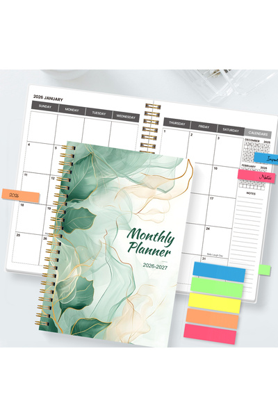 Choice مخطط شهري أخضر 2026-2027، دفتر ملاحظات حلزوني A5، تقويم 24 شهرًا، غلاف...
