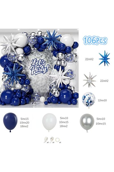 Choice Other BL5012132-106Pcs 106Pcs Navy Blue and Silver Balloons Garland Ar...