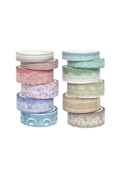Choice شريط دانتيل، مجموعة من 12 لفة من شريط واشي دانتيل، لون موراندي، شريط ز...