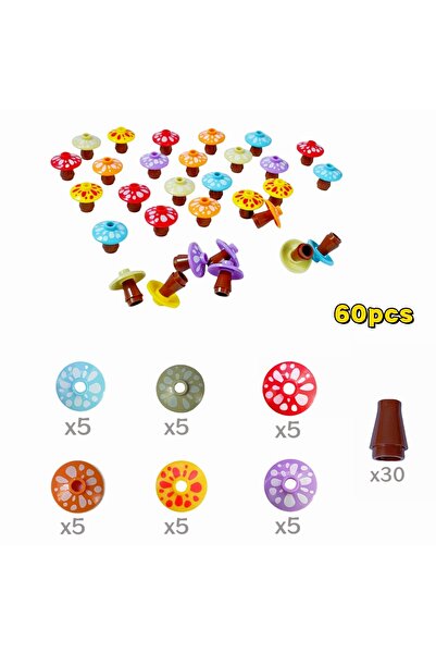 Choice ٦٠ قطعة من الفطر بألوان متنوعة، ٦٠ قطعة من مكعبات بناء الفطر، مزرعة غا...