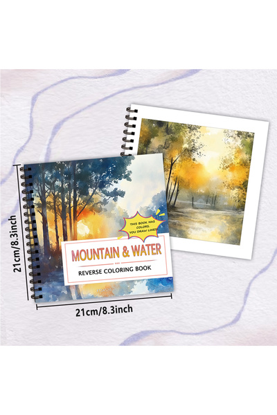 Choice كتاب تلوين عكسي، رسم مناظر طبيعية، 30 صفحة، ورق سميك 100 غرام/م²، خطوط...