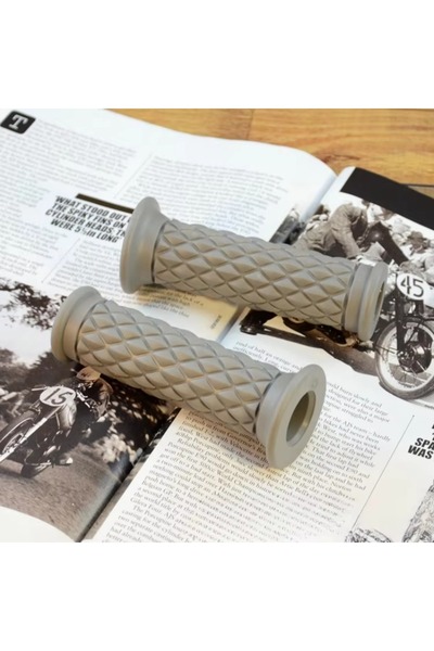 Choice مقابض دراجة نارية رمادية بتصميم كلاسيكي، مقاس 7/8 بوصة (22 مم)، مانعة ...