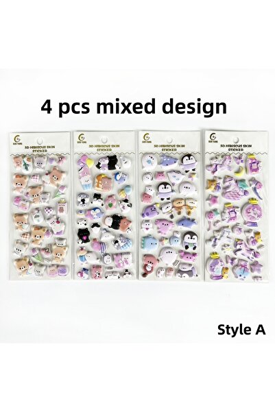 choice2 4 pcs mixed design 1 pc/4 pcs Cartoon Animals Pets Bear Ghost 3D Puff...