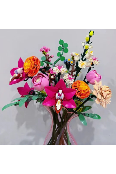 Choice بدون علبة أصلية 10342 2025 جديد باقة زهور وردية رومانسية جميلة مكعبات ...