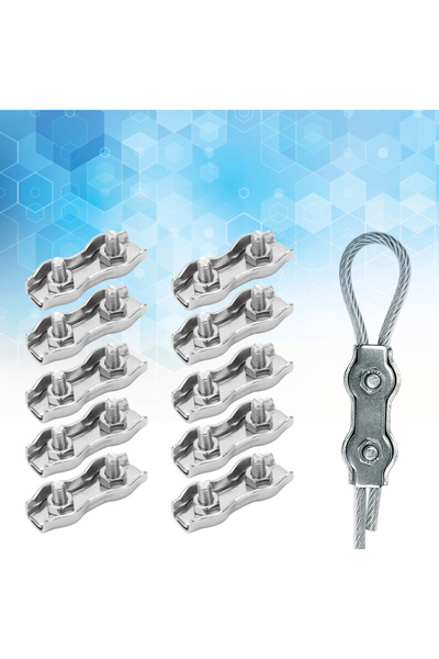 Choice as show 10pcd Steel Wire Rope Chuck Lock 304 Stainless M3 Double Clip ...