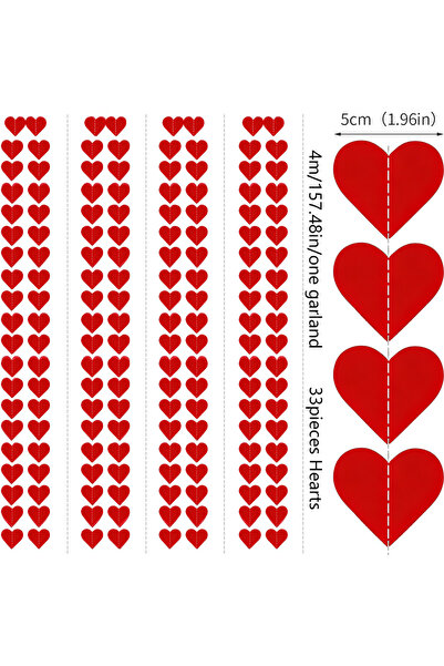 Choice1 3 Strings Red Heart 1-3Strings Red Heart Garland Hanging Love Paper B...