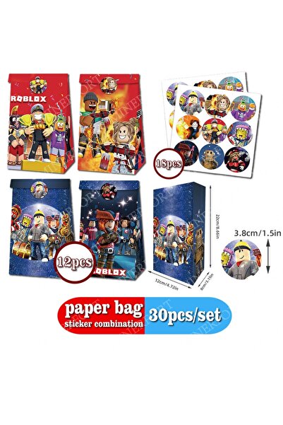 Choice مجموعة ملصقات أكياس ورقية دائرية من روبلوكس، قطعتان، بتصميم شخصيات كرت...