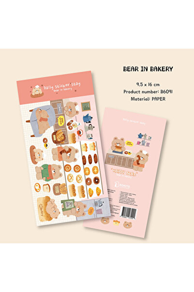 Choice ملصقات ورقية أصلية من بونيتو، مستوردة من كوريا، على شكل دب في مخبز، قط...