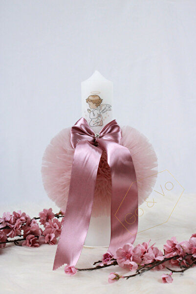 GoVo Kids Lumanare de botez, Ingeras cu Tulle, 35x7 cm