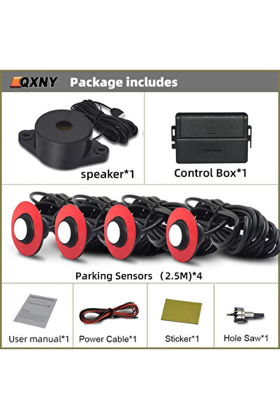 Choice نظام رادار خلفي أبيض اللون، مثبت على السطح، بأربعة مجسات، قابل لتعديل ...