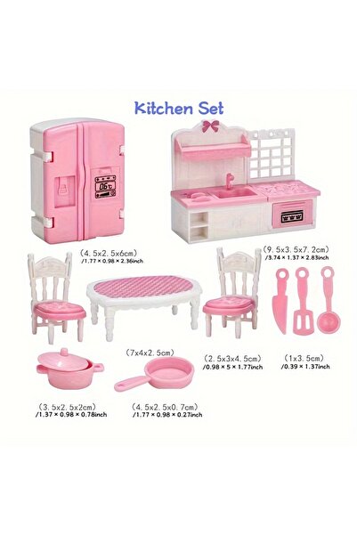 Choice Pink Kitchen Dollhouse Furniture Set Accessories Doll House Mini Furni...