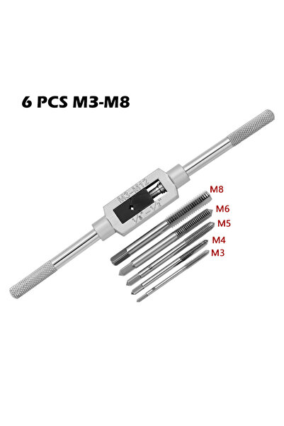 Choice مجموعة 6 قطع من صنابير يدوية مترية M3-M12 (8/6 قطع) من الفولاذ عالي ال...