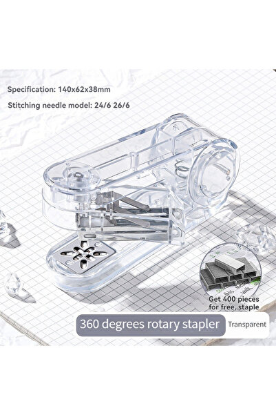 choice2 Transparent Acrylic Transparent Stapler 360-Degree Rotating Multifunc...