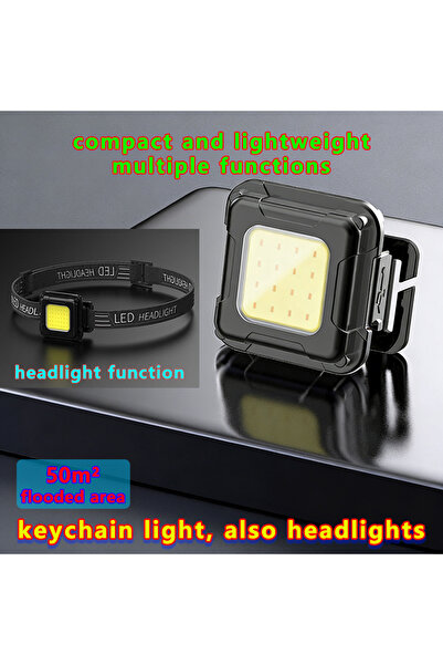 Choice black 2Pcs Mini headlight Powerful COB LED Headlights Mini Keychain He...