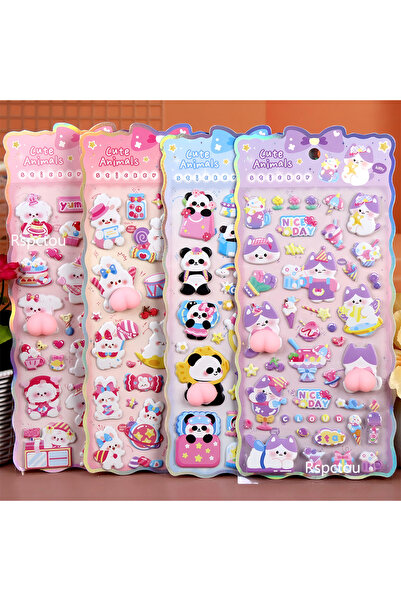 Choice ٦ قطع من ملصقات مؤخرة الحيوانات الكرتونية اللطيفة على شكل باندا وأرنب،...