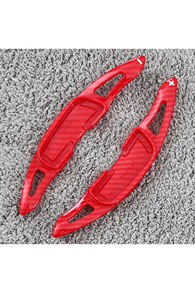 Choice مقبض تبديل سرعات أحمر من ألياف الكربون لعجلة قيادة السيارة، مناسب لسيا...