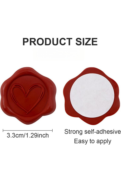 Choice ١٠ قطع من ملصقات ختم الشمع ذاتية اللصق باللون العنابي، على شكل قلب لإغ...