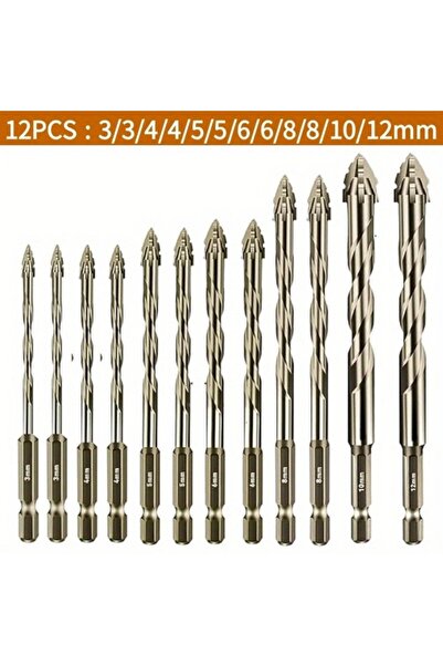 Choice1 مجموعة من 12 قطعة من رؤوس الحفر الجافة المسننة ذات الأربع شفرات والمح...