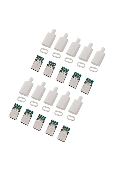 Choice أبيض، 10 مجموعات، 5/10 مجموعات، موصل USB 3.1 من النوع C، قابس ذكر، سلك...