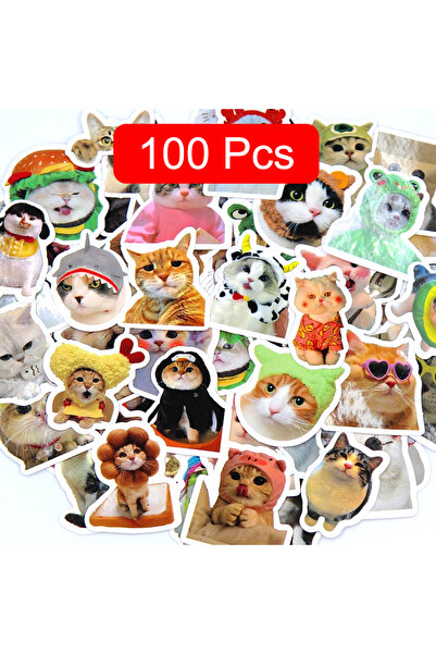 Choice1 100pcs 10/100PCS Funny Cat Stickers Cartoon Cute Decals For Toy Stati...