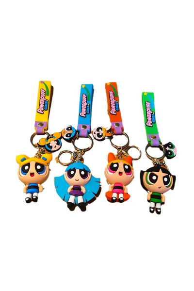 Choice 4PCS Cartoon Powerpuff Girls Key Chain Pendant Car Key Chain Bag Pendant