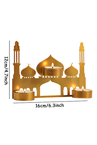 Choice حامل شموع حديدي بتصميم رمضاني، قطعة واحدة، مزين بزخارف معدنية على شكل ...