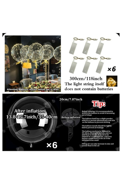 Choice مجموعة بالونات أخرى مكونة من 6 بالونات شفافة مضيئة بتقنية LED لحفلات ا...