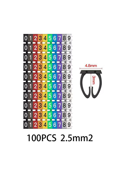 Choice 2.5mm2-0-9-100pcs 100 Pcs Cable Markers Colourful C-Type Marker Number...