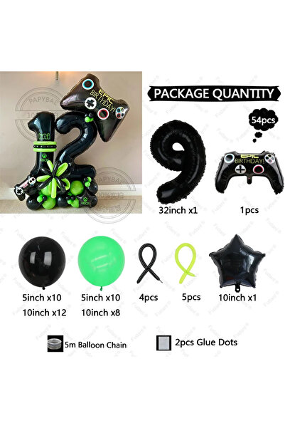 Choice مجموعة بالونات أخرى مكونة من 9 قطع (54 قطعة) على شكل لوحة ألعاب، بالون...