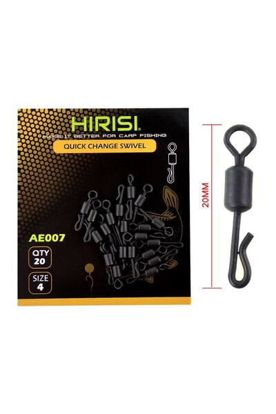 HIRISI AE007-4 وصلات دوارة سريعة التغيير لصيد الكارب، لون أسود مطفي، لتركيبات...