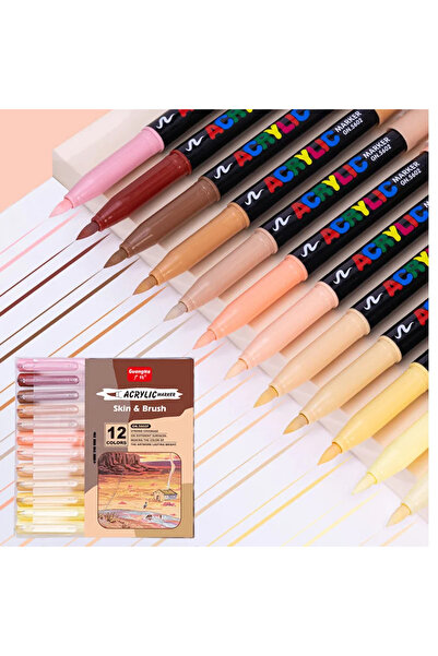 Choice أقلام تلوين أكريليك 5602F-12 لونًا، 12 لونًا للبشرة، رؤوس فرشاة ناعمة،...