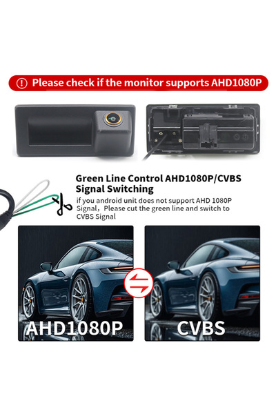 Choice 12 V AHD 1080P-CVBS AHD 1080P Car Trunk Handle Reversing Camera for Au...