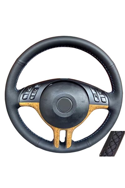 Choice Black Thread Car Steering Wheel Cover Hand-Stitched Black Artificial L...