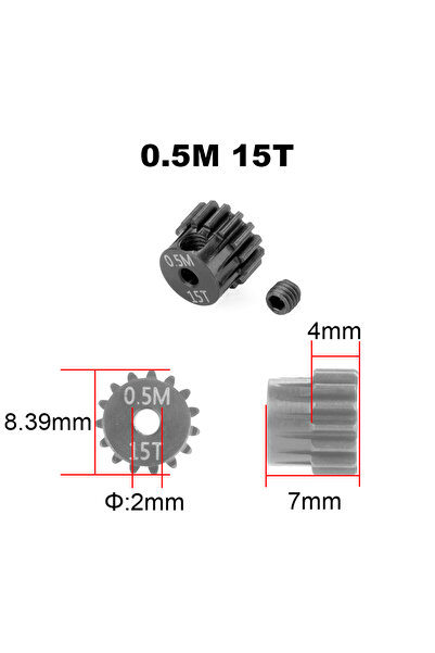 Choice ترس محرك PYFORE RC 0.5M 15T بفتحة 2 مم، من 13 إلى 27T، مناسب لمحركات 1...