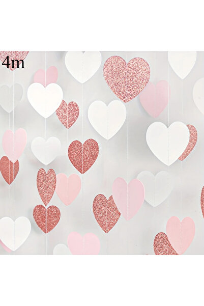 Choice 4m pink white 1pc Rose-Golden Pink White Party Decorations - Paper Hea...