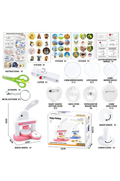 Choice pink Button Maker Machine,DIY Pin Maker Press Machine Badge Punch Kit ...