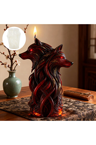 Choice قالب سيليكون لشمعة "الذئاب المزدوجة الراقصة"، قالب راتنج قابل لإعادة ا...